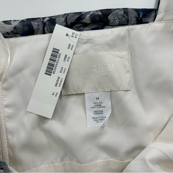 J. Crew Collection Silk One Shoulder Dress Size 14 Floral - Picture 3 of 6